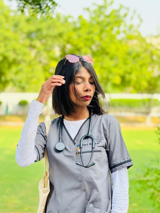 Light grey medical scrubs