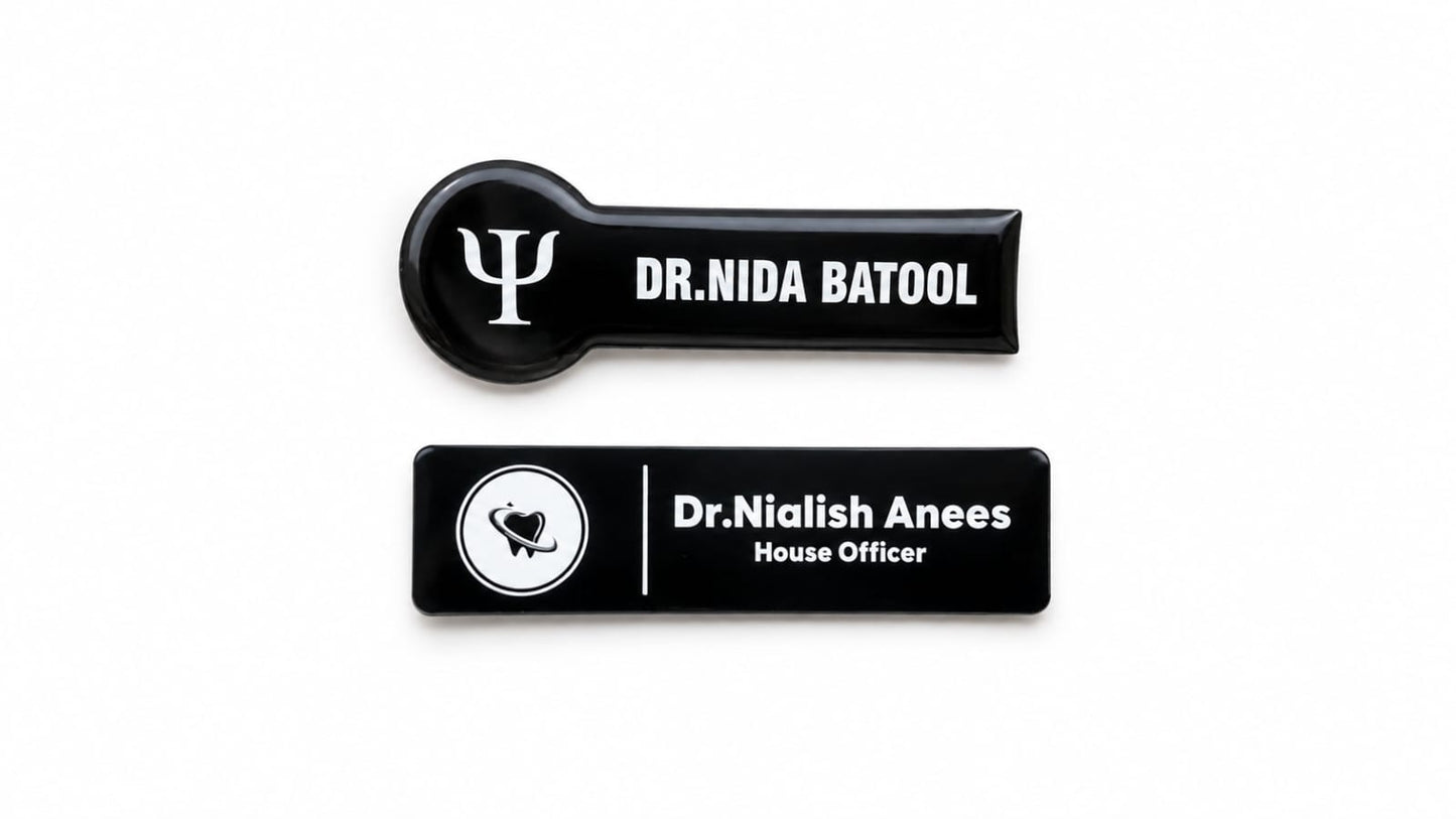 Black name badge