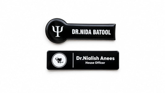 Black name badge
